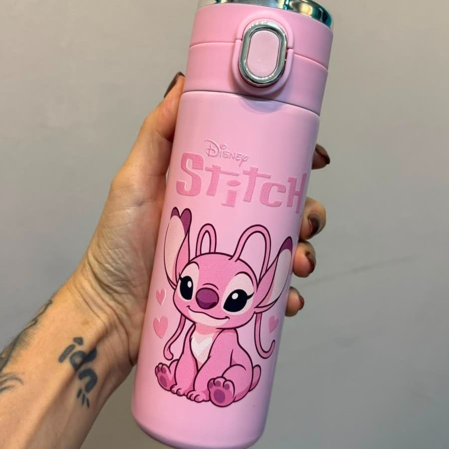 Garrafa Térmica 420ml Personalizada  Stitch com Termômetro Digital | Presente Criativo Infantil