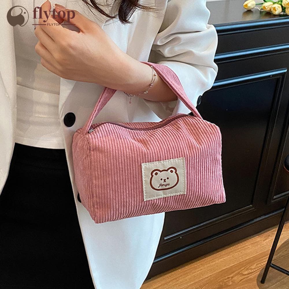 FLYTOP Bonito Urso Feminino Saco De Cosméticos Verão Moda Grande Capacidade Macio Confortável Bolsa Com Alça N3R1