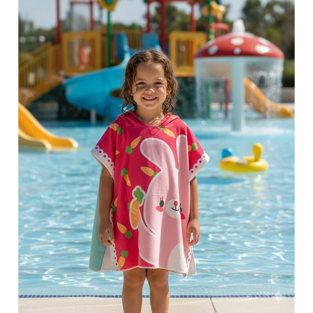 Poncho Toalha Infantil C/ Capuz 100% Poliéster | Secagem Rápida | Praia Piscina Natação | Unicórnio Astronauta