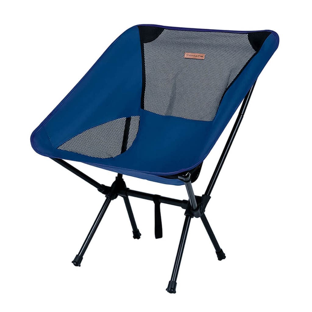 Cadeira Dobrável Camping Pesca Portátil Azul Suporta 140kg com Tela Tela Mesh