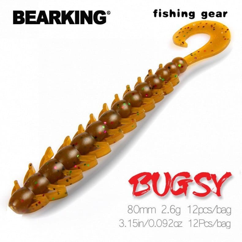 Isca de Pesca BEARKING 80mm 2.6g 12 peças / pacote, Iscas Macias Bugsy, Isca Artificial para Pesca de Bass, Isca Macia p