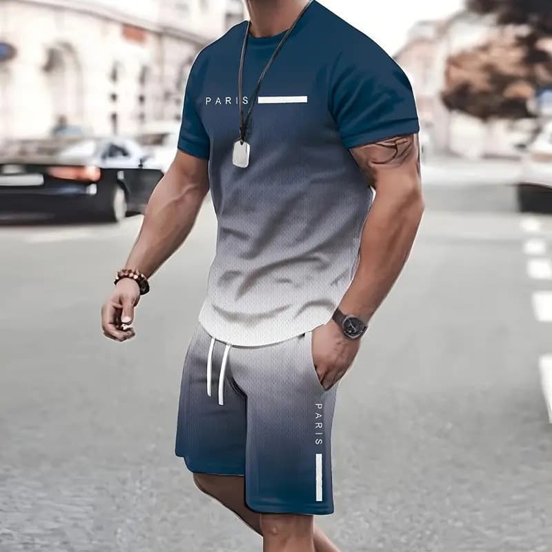 Calças estampadas estilo camiseta, roupa masculina de manga curta, camiseta digital de moda com cores em degradê, sucess