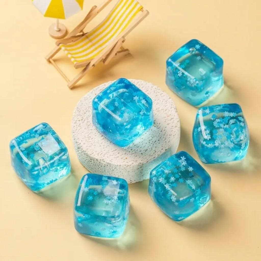 Cubo De Gelo Elástico TPR Brinquedo Mole Maltose Cheio Squeeze Fidget , Floco De Neve Bloco Claro Alívio Da Ansiedade Se