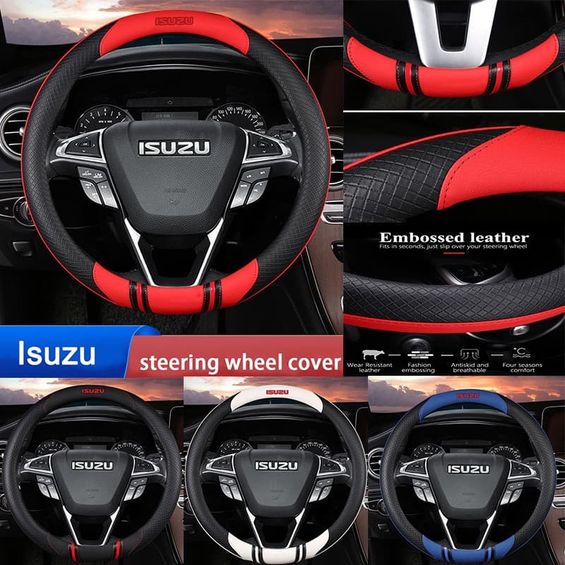 NOVO item Capa para Volante de Carro para Isuzu D-max Mu-x Panther Wizard Rodeo Stylus Jim Acessórios de Couro que Absor