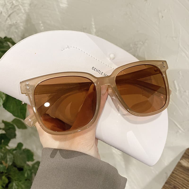 2026 novo estilo marrom óculos de sol feminino High-End ins quadrado grande quadro óculos influenciador óculos de sol ro