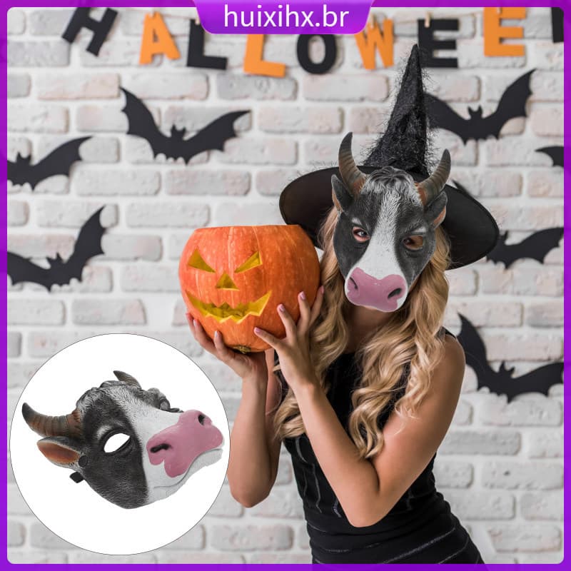🎃 1Peças Máscara De Ox Para Decoração Em PU Multicolorida