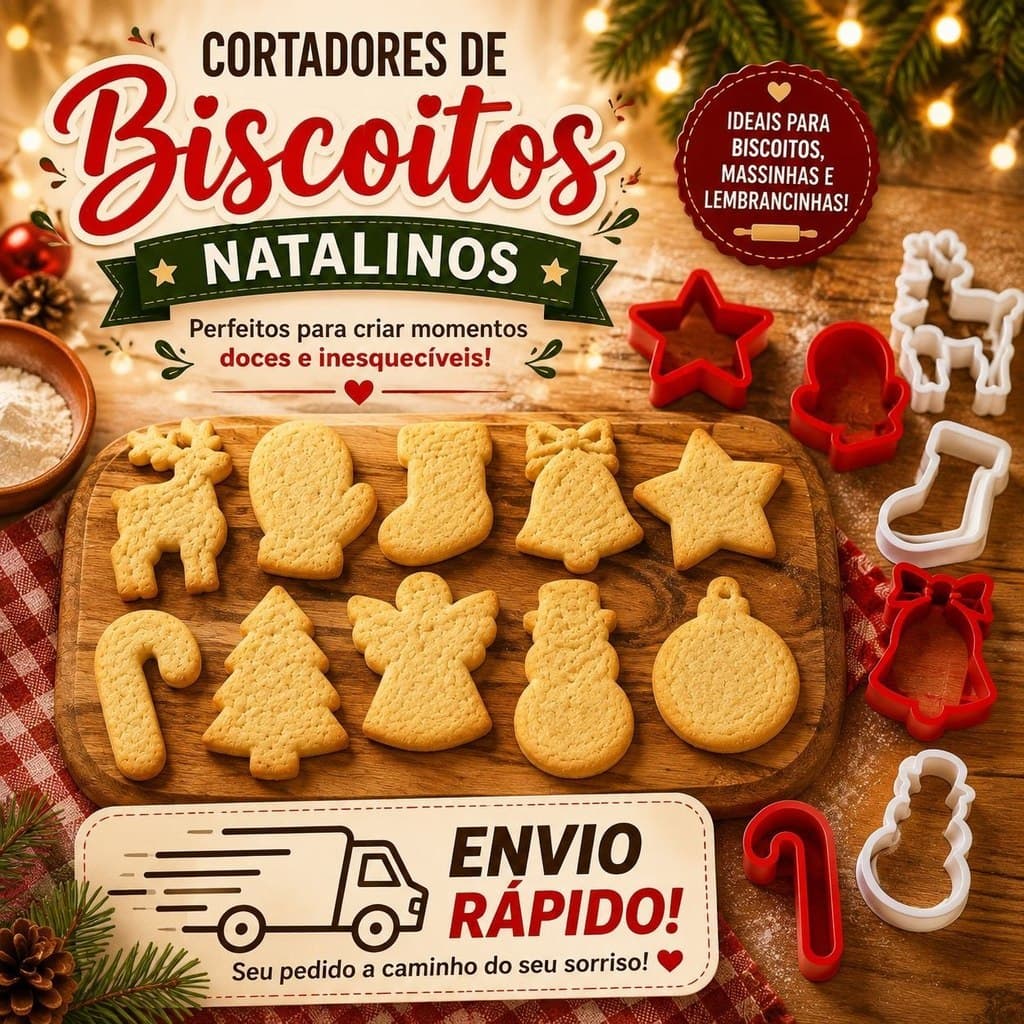 Kit Natal Luvinha rena estrela meia sino arvore e outros  cortador de bolacha biscoito forma forminha