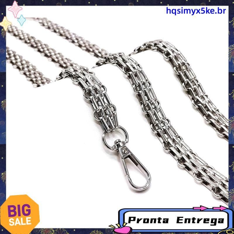(Pwxs) Alças Largas De Ferro Com Corrente Crossbody Alça De Substituição Para Bolsas 47 Polegadas/120 Cm