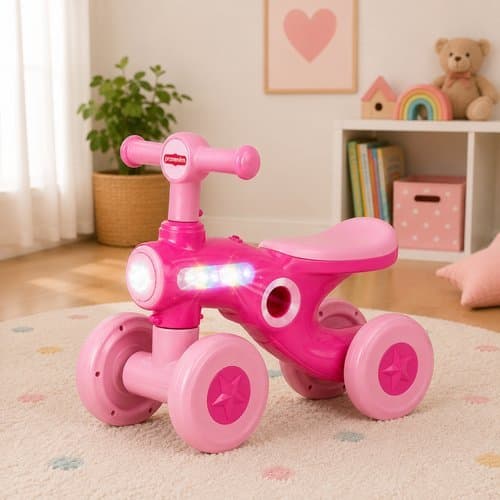 Bicicleta Infantil Equilibrio Quatro Rodas Rosa Seguro Estavel Leve Desenvolvimento Motor