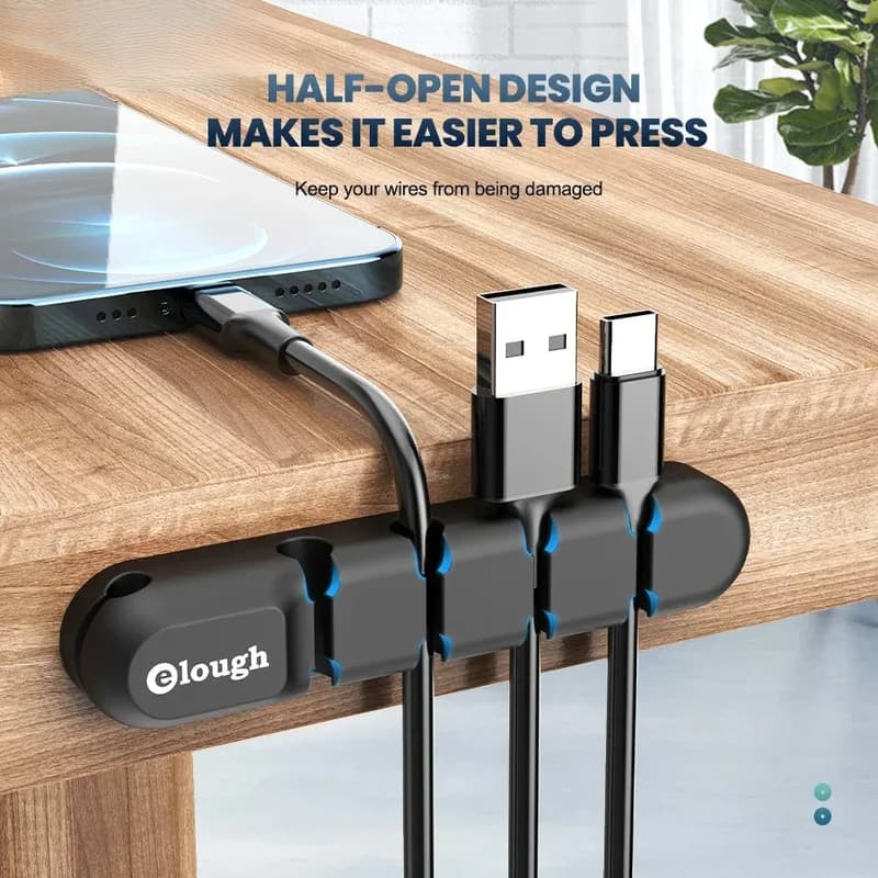Organizador de Cabos USB, Enrolador de Cabos, Organizador de Mesa, Clipes de Silicone, Suporte para Cabos de Mouse e Fon
