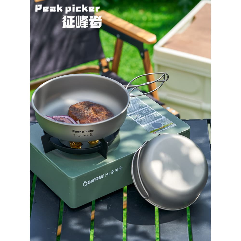 Peak Conqueror puro titânio pan frigideira acampamento ao ar livre bife frigideira dobrável Wok omelete pan portátil pan