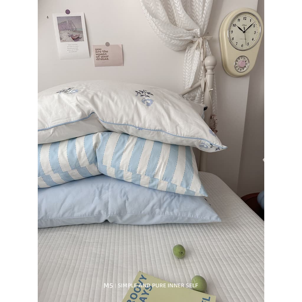 Cor lisa estilo literário único produto combinando algodão puro fronha par conjunto travesseiro núcleo couro único 48x74