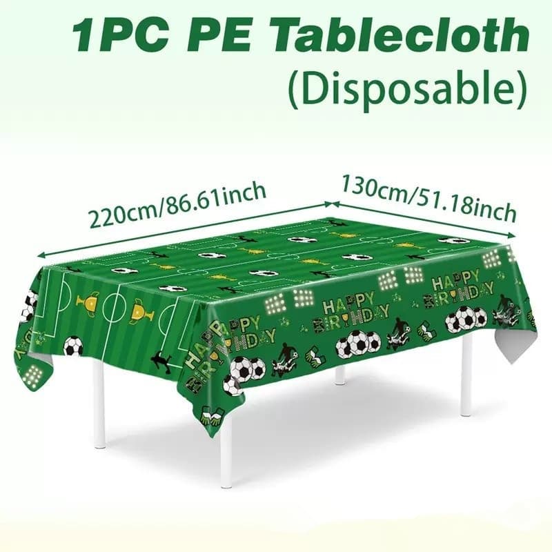 Toalha De Mesa Descartável Para Festa De Futebol , Verde E Branco , Crianças , Meninos , Aniversário , Esporte , Decoraç