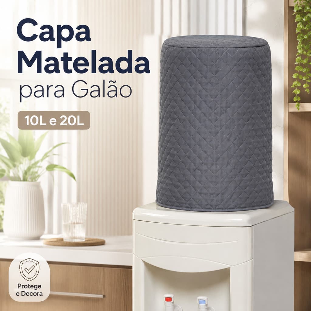 Capa para Galão de Água 10L e 20L Matelada Protetora em Poliéster Decoração para Cozinha Várias Cores