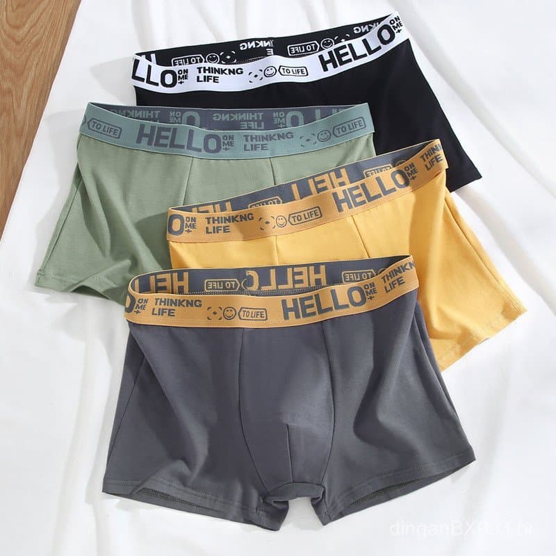 Roupa íntima masculina, cuecas boxer para meninos, 100% algodão, tamanho grande, respirável, totalmente em algodão, cuec