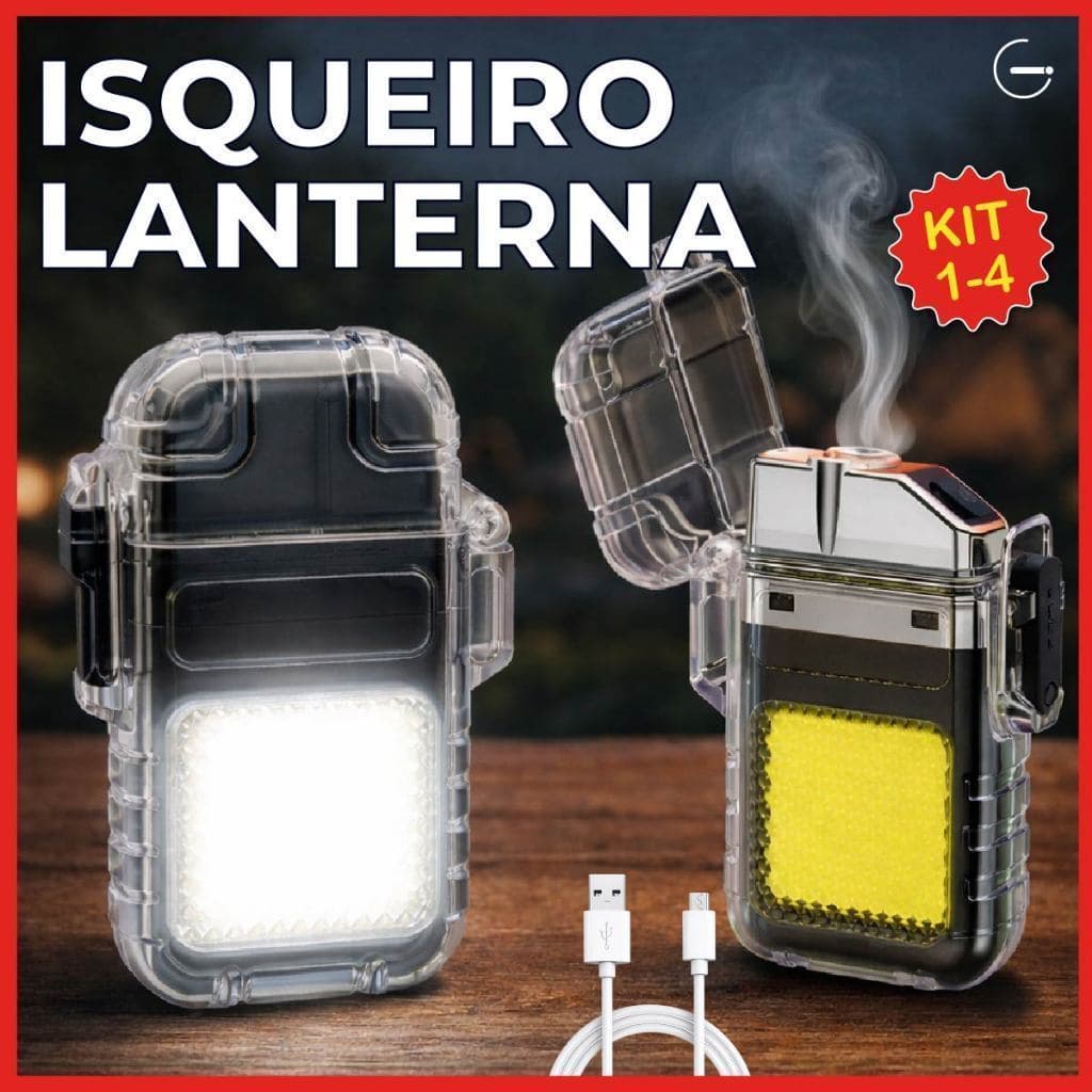 Isqueiro Elétrico Recarregável com Lanterna Led e Resistente à Água Carregamento Prático