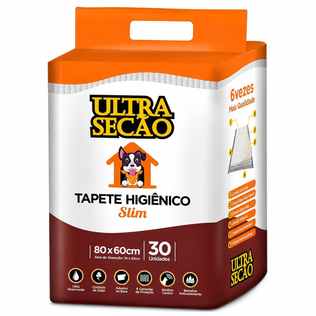 Tapete Higiênico Ultra Secão Branco Para Cães 80x60cm 30 Unidades Super Absorvente