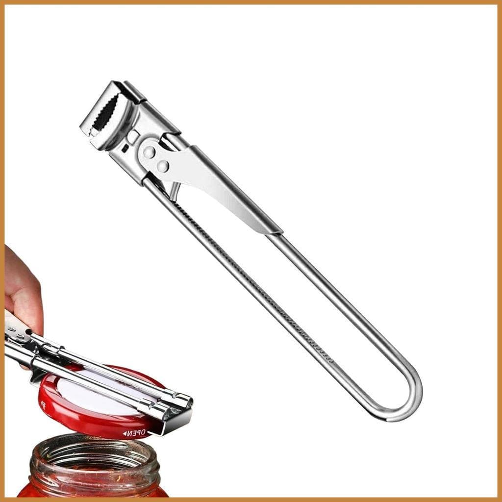 Abridor de latas para idosos, ajustável, fácil de segurar, utensílio de cozinha, abridor de latas em aço inoxidável.