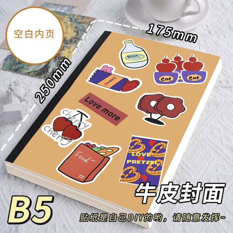 Bloco de notas de couro, estudantes universitários usam caderno em branco Ultra-grosso B5, caderno de linha Horizontal,