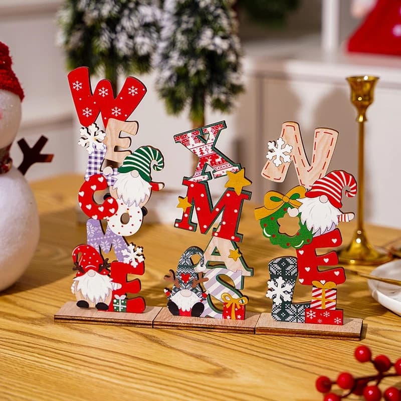 Enfeites De Mesa De Natal De Madeira Boneca Sem Rosto Papai Noel Boneco De Neve Decoração Para Casa Presente