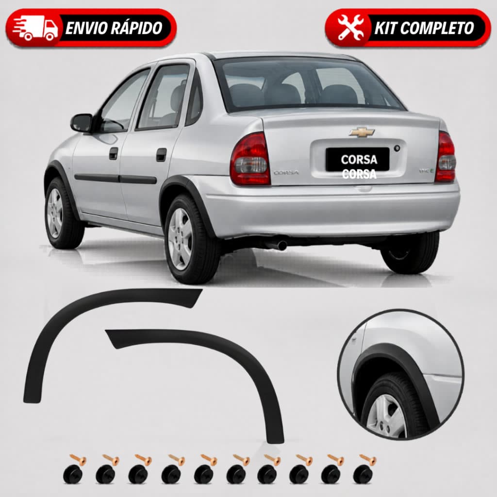 Par Moldura Para-lama Corsa Sedan Classic Liso Pintura 95 96 97 98 99 00 01 02 03 04 05 06 07 08 09 10 Traseira