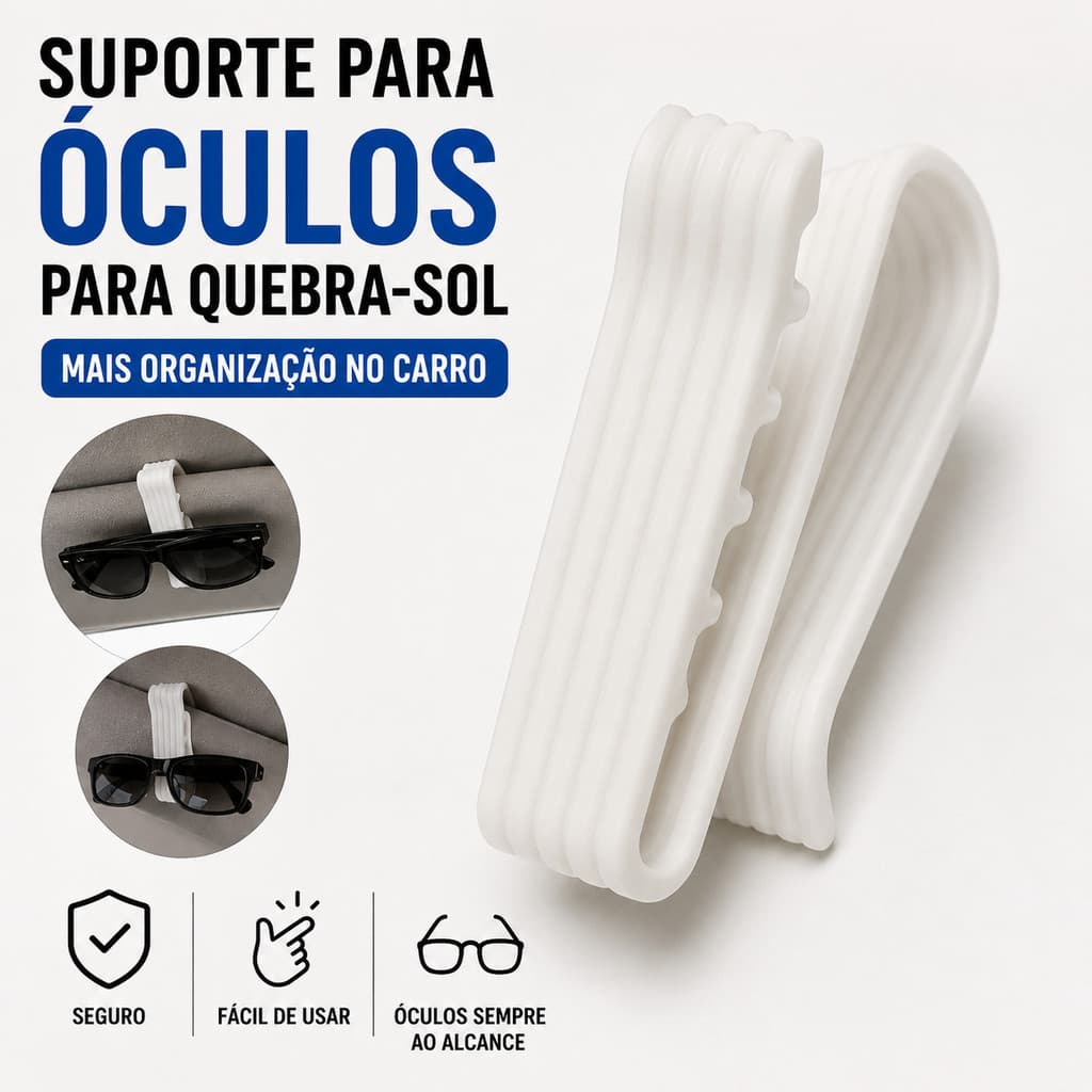 Porta Óculos para Carro Suporte de Óculos Quebra Sol Veicular Universal Clip Presilha Kit 3 5 ou 10 Unidades