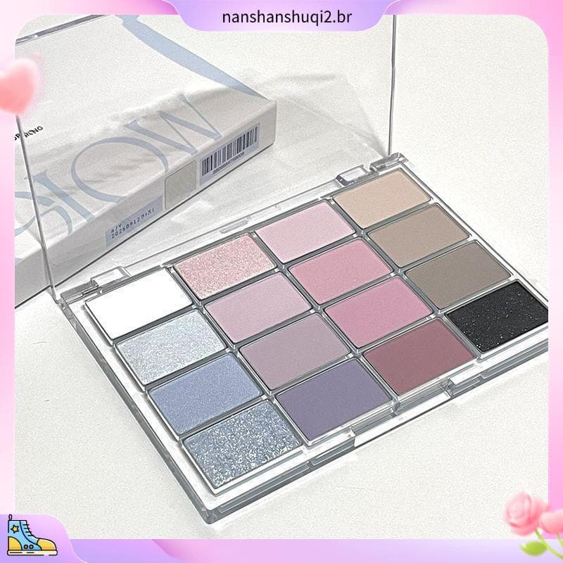 1566 Coleção Pessoas Azul Gelo Fumado Rosa Roxo Azul Prata Perolado Fosco Glitter Combinação Corte Maquiagem para os Olh