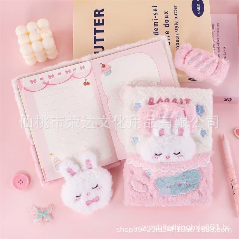 Caderno de Pelúcia Moke MK-9635 Sleepy Bunny Goodnight - Um presente para estudantes do ensino fundamental e médio, melh