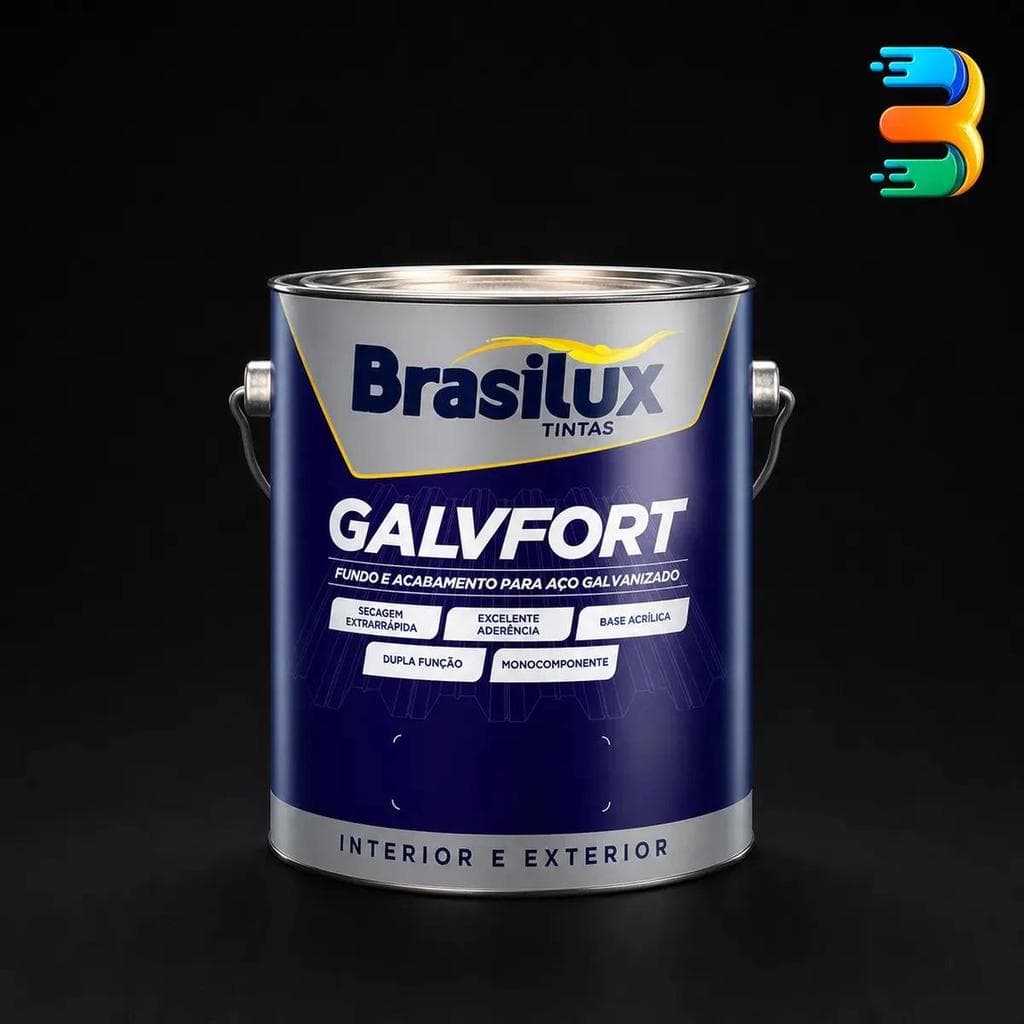 Tinta Galvifort Brasilux Para Acabamento Aço Galvonizado 3,6 L Cor Preto Brilhante