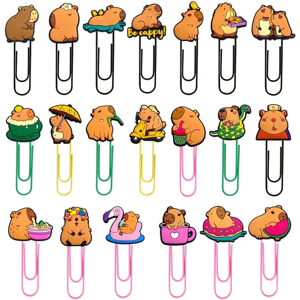 Clipes de Papel Capivara, Marcadores de Página Criativos em Estilo Cartoon, Clipes de Papel Coloridos, Materiais de Escr