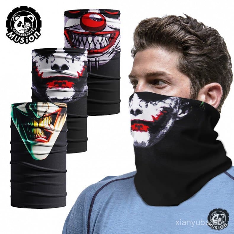 Máscara Joker Musion com Proteção Solar, Máscara de Pescoço Joker Rider, Bandana Elástica, Máscara de Palhaço, Lenço Fac