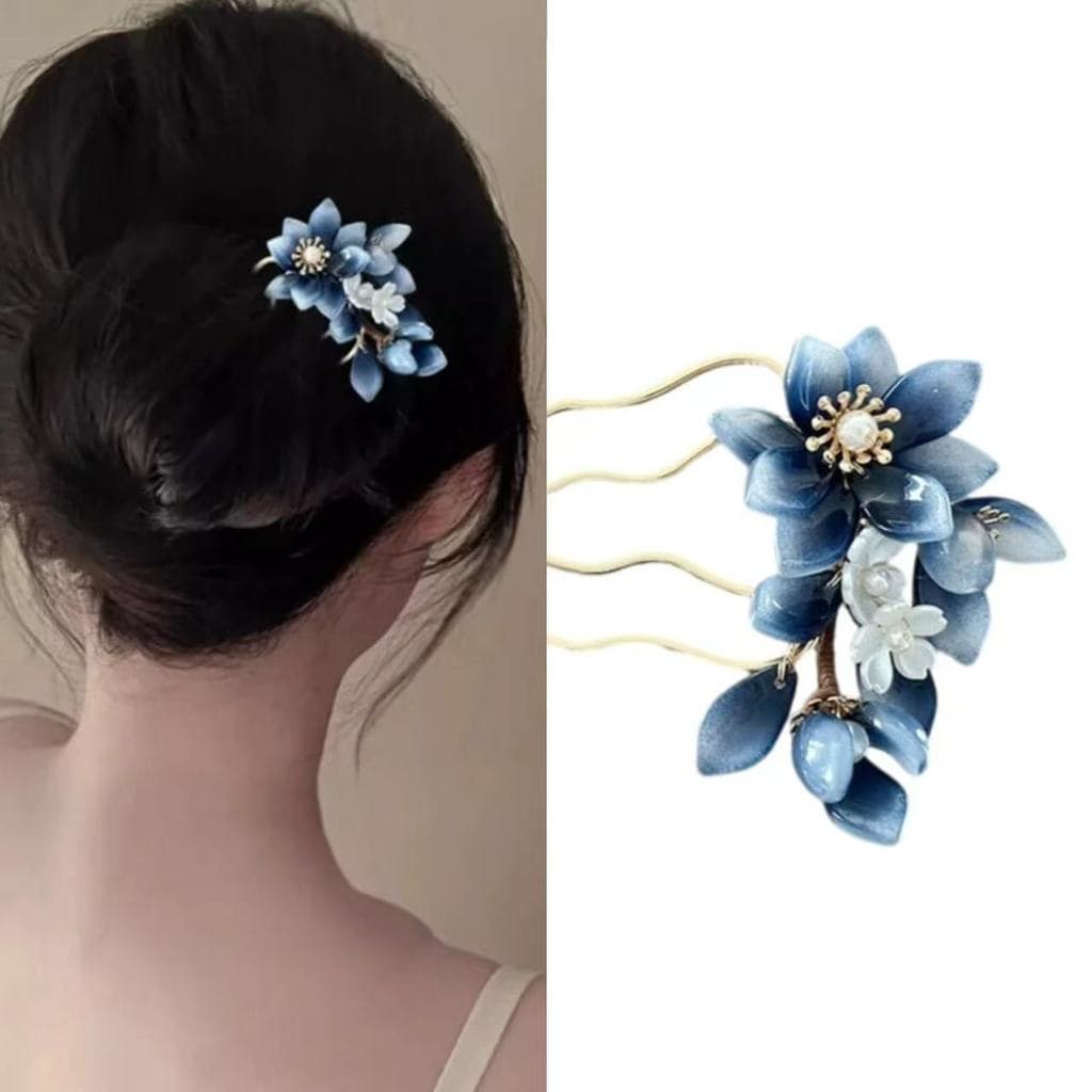Super fada gradiente azul flor pente hairpin novo estilo chinês Hanfu Cheongsam hairpin Headdress