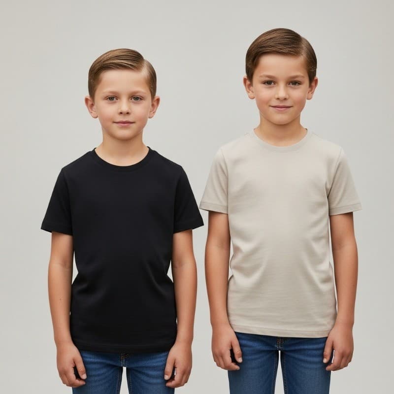 Kit 5 Camisetas Infantil 100% Algodão – Básicas Unissex Manga Curta