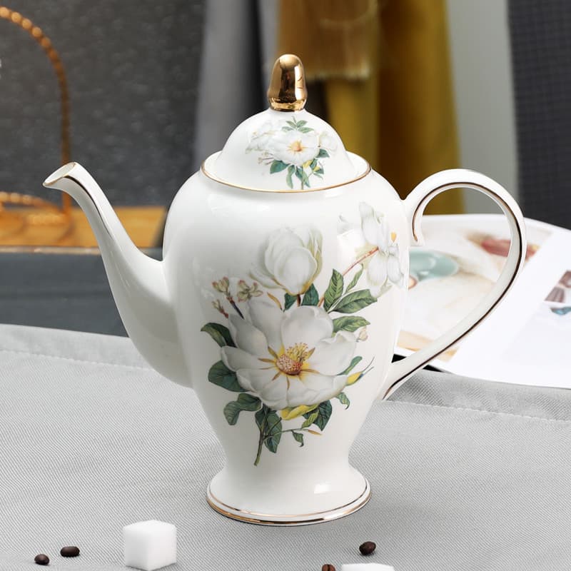 Bone China Pote de Cerâmica Estilo Europeu Bule de Tamanho Grande Pote Único Pote de Café Doméstico Bule de Flores Grand
