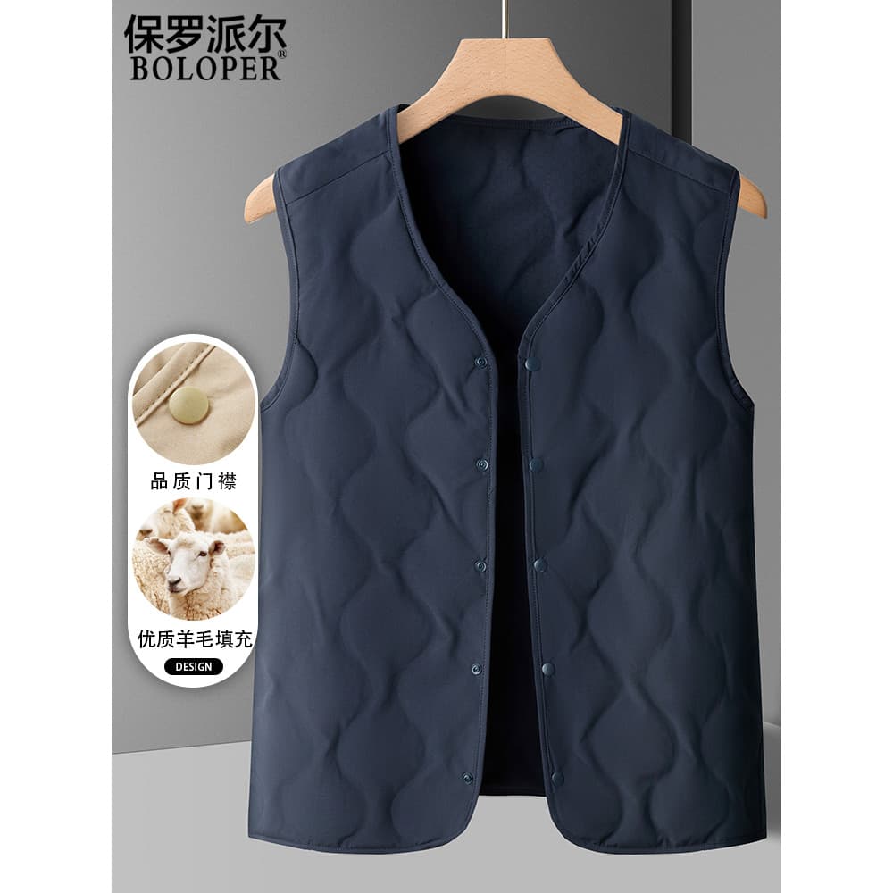 Paul 2026 inverno lã recheado colete masculino novo estilo interior exterior usar colete calças de algodão colete terno