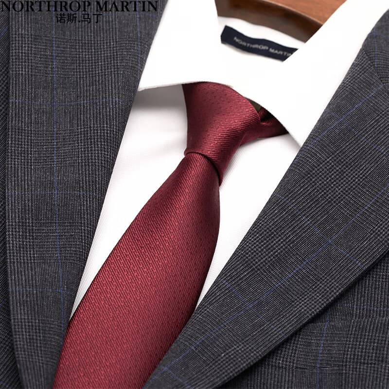 No Martin gravata de seda masculina negócios vermelho noivo casamento cor sólida seda amoreira feita à mão caixa de pres
