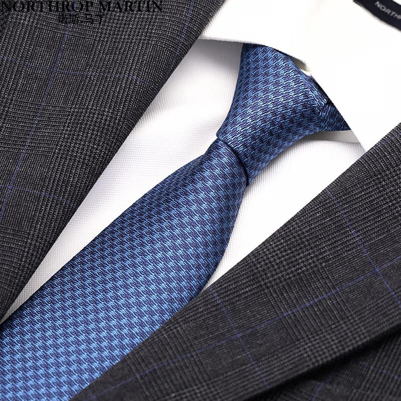 Nos Martin Gravata de Seda Terno Formal Masculino Negócios Casual High-End Casamento Noivo Azul 7.5cm Caixa de Presente