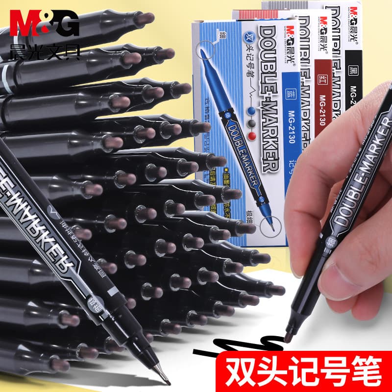 Chenguang Caneta marcadora oleosa pequena de duas cabeças Caneta de gancho para pintura infantil Caneta de cabeça grande