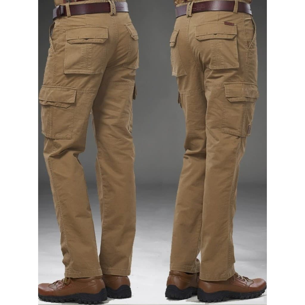 Outono inverno solto All-match calças casuais primavera outono calças compridas finas Multi-bolso macacão calças masculi