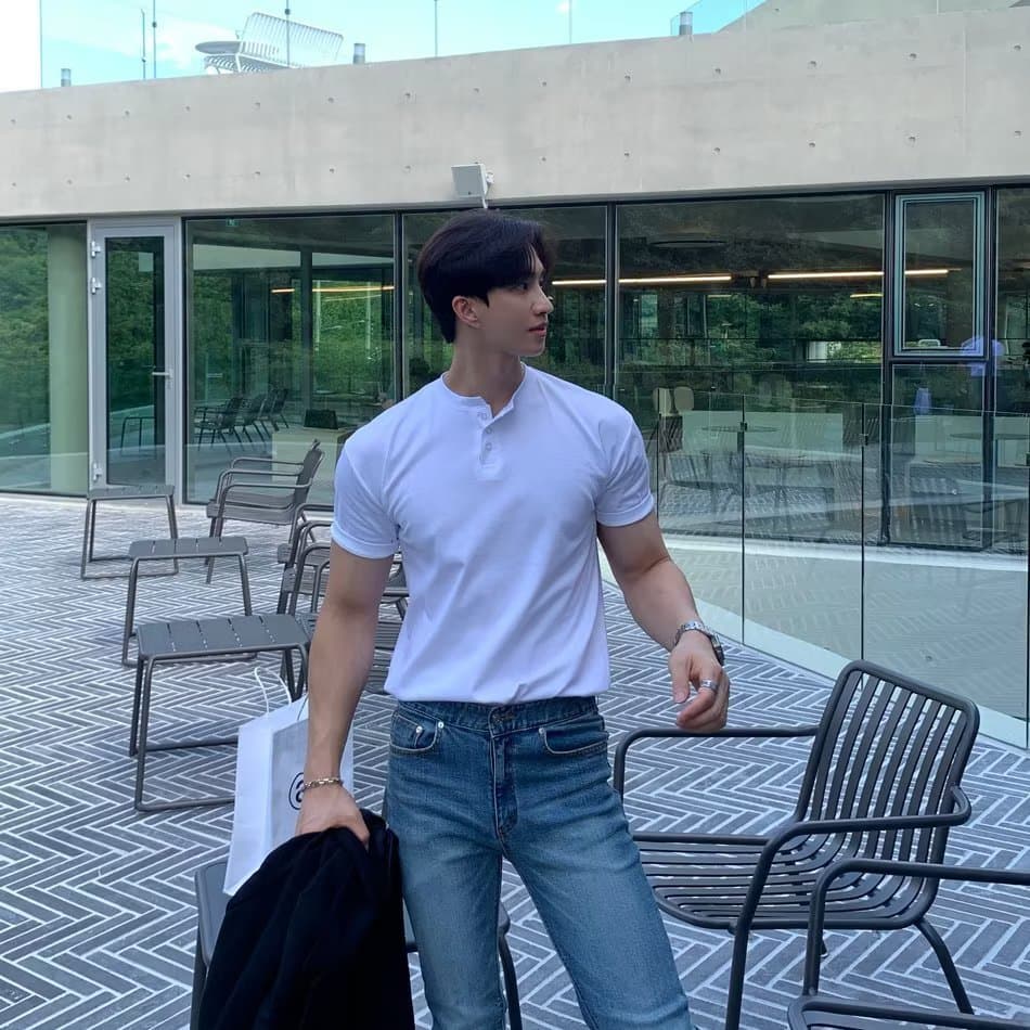 Verão novo estilo cor lapela camisa POLO de manga curta cor sólida camiseta masculina branca