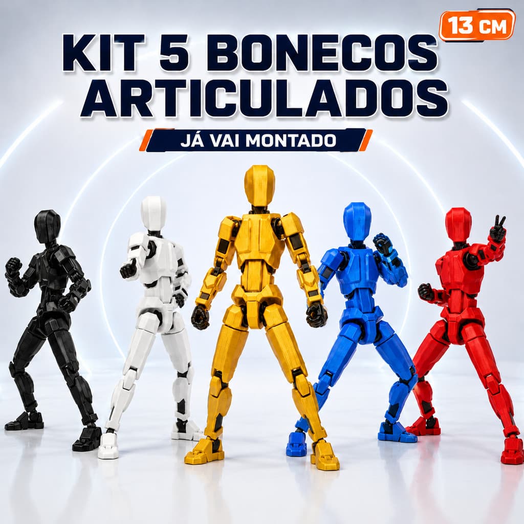 Kit 5 Boneco Articulado Dummy 13 Montado Brinquedo Infantil Figura Criativo Acessórios