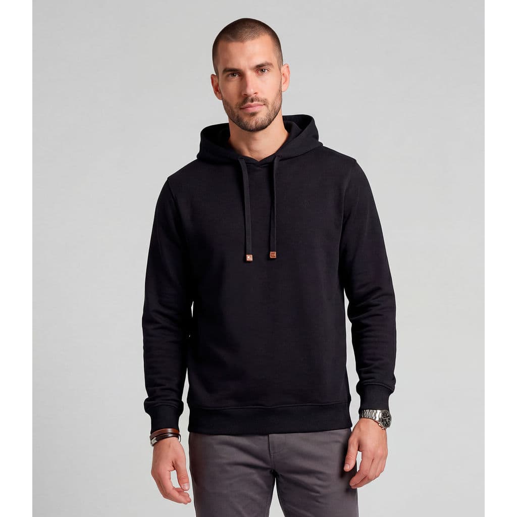 Camiseta Manga Longa Com Capuz Diametro Preto