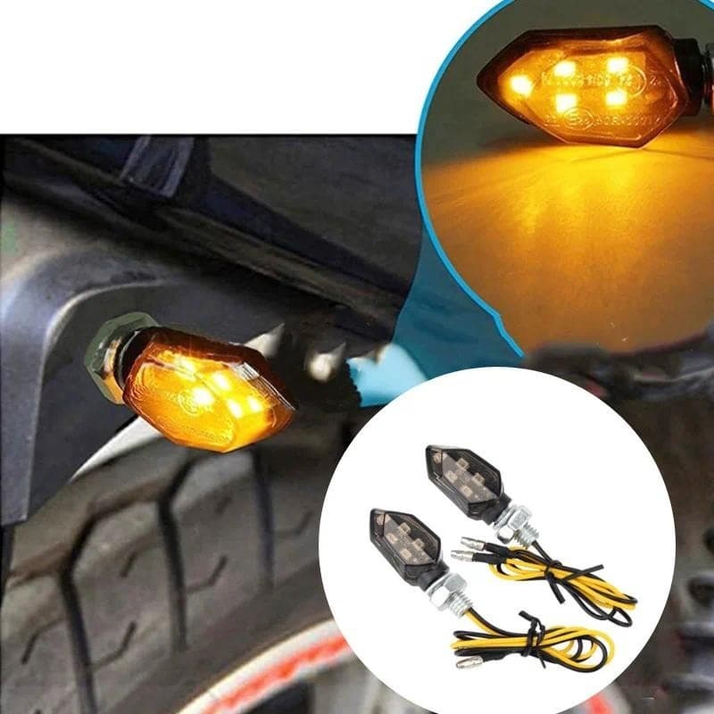2/4 Pçs Luz De Sinal Volta Da Motocicleta 5 LEDS DC 12V Lente Fumaça Âmbar Pisca Lâmpada Indicadora Para Kawasaki