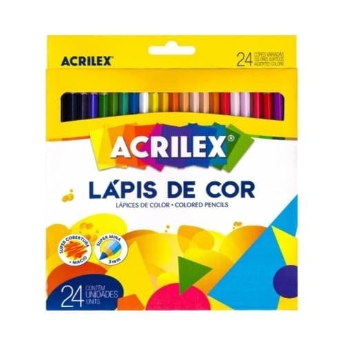 Lápis De Cor Hexagonal Ponta Macia 24 Cores Acrilex