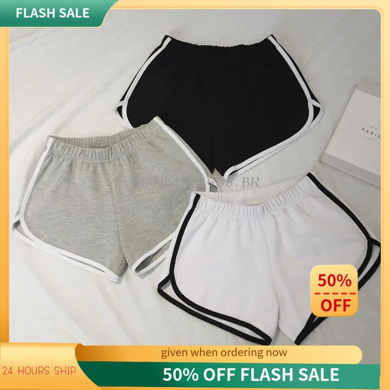 { Estoque Pronto } Shorts Simples Feminino Casa Yoga Praia Férias Calças Casuais Esportes Femininos De Treinamento Abran