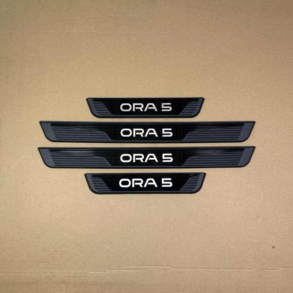 Aço Inoxidável Guarnição de Soleira Proteção de Porta de Carro para GWM ORA 5, Conjunto de 4 peças