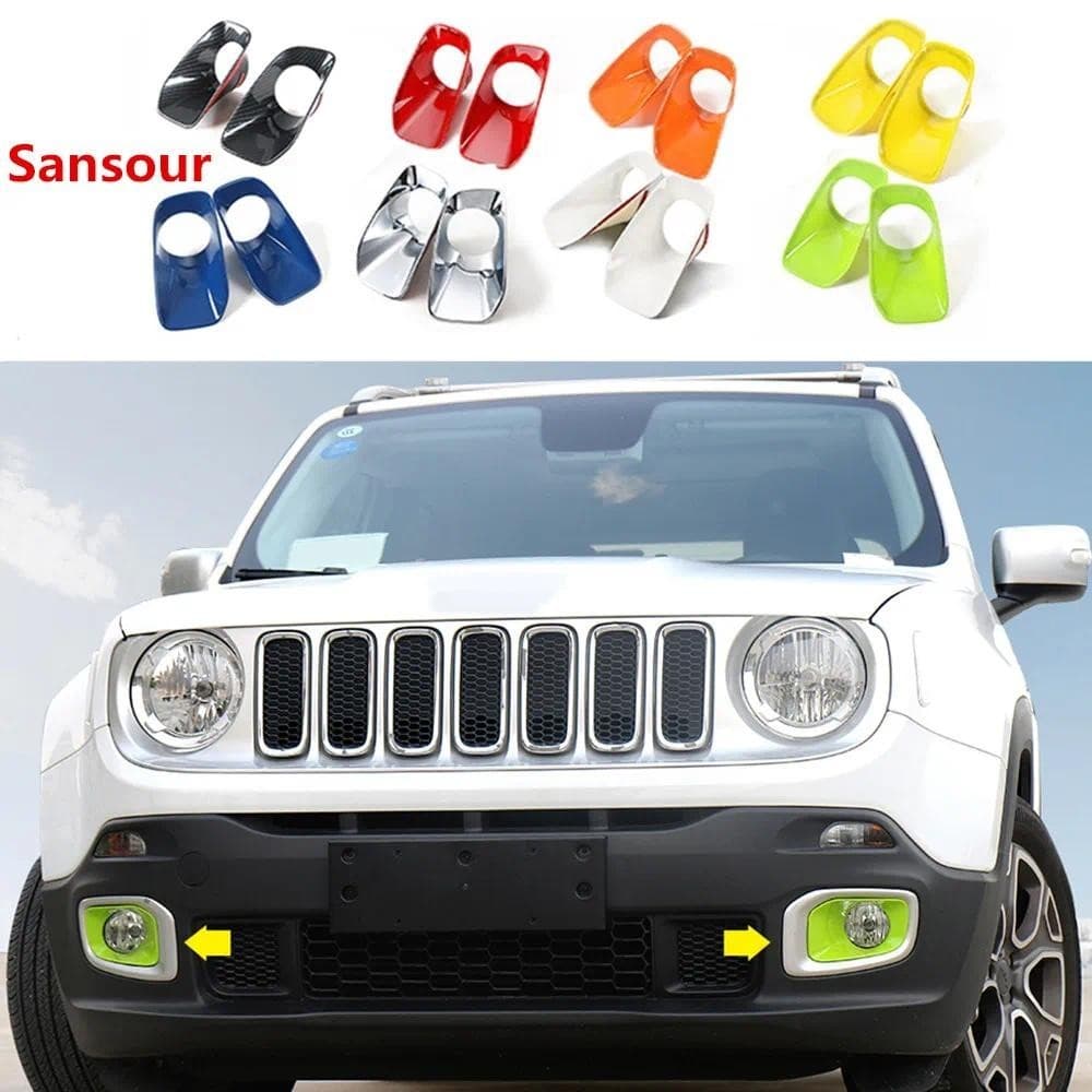 ABS Exterior Do Carro Frente Luz De Nevoeiro Lâmpada Decoração Capa Moldura Anel Adesivos Para Jeep Renegado 2015-2019 E