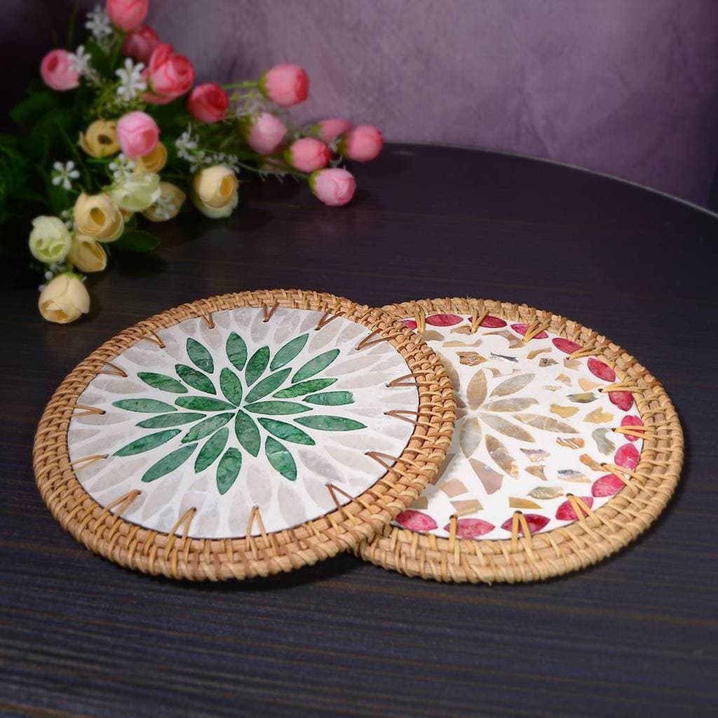 Qualidade do sudeste asiático artesanal colorido concha Coaster criativo Natural Fritillary tapete decorativo luz luxo d