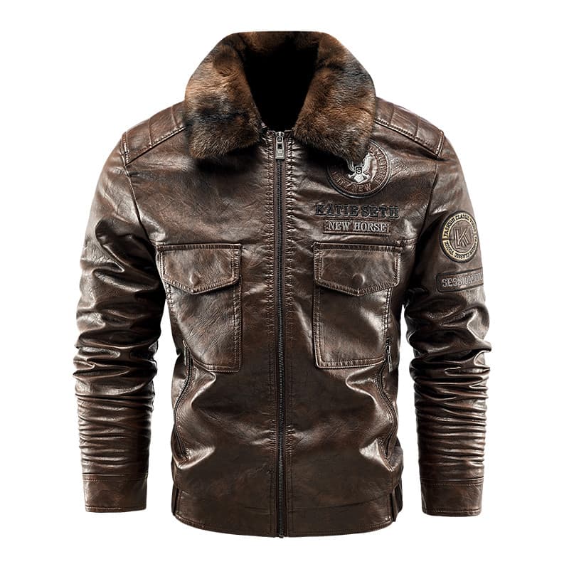 Vendas diretas da fábrica Cross-Border fornecimento exclusivo jaqueta de couro masculino velo quente motocicleta jaqueta