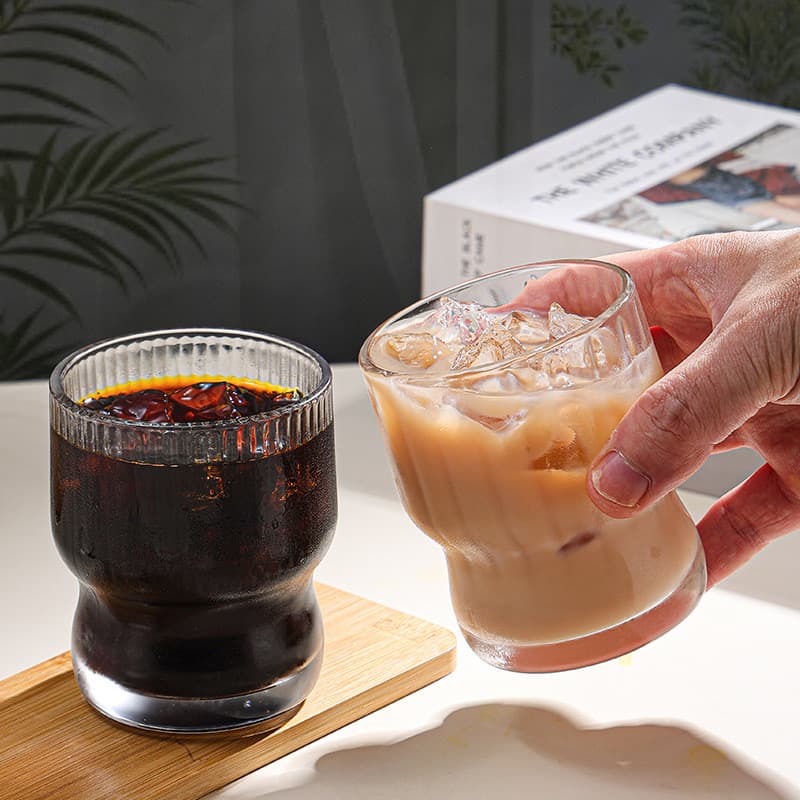 Copo de vidro martelado com frete grátis, alto valor estético, copo de café estilo luxo leve, copo de água para casa, co